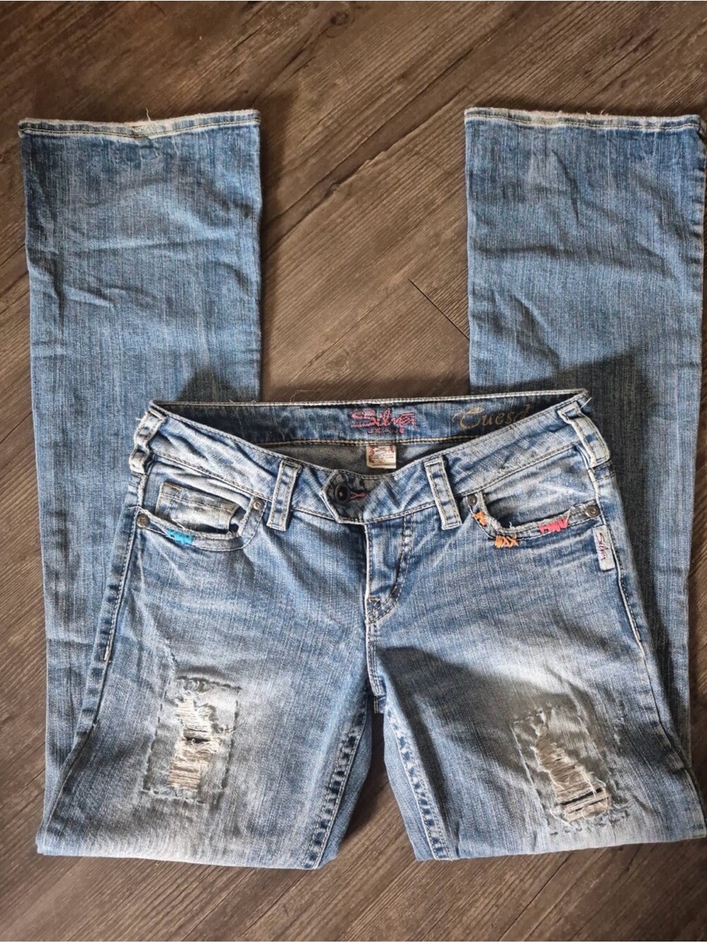 Silver Jeans Light Blue Distressed Boyfriend Jeans
